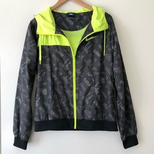 Nike Grey and Lime Hooded Windbreaker Jacket